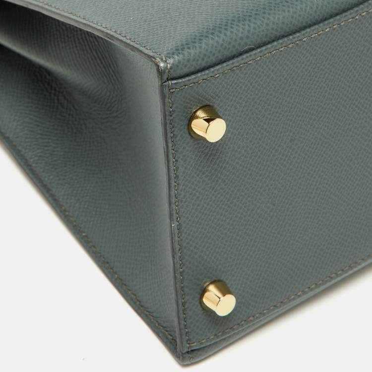 Pre Owned Hermès Vert Amande Epsom Leather Gold Finish Kelly Sellier 28 Bag