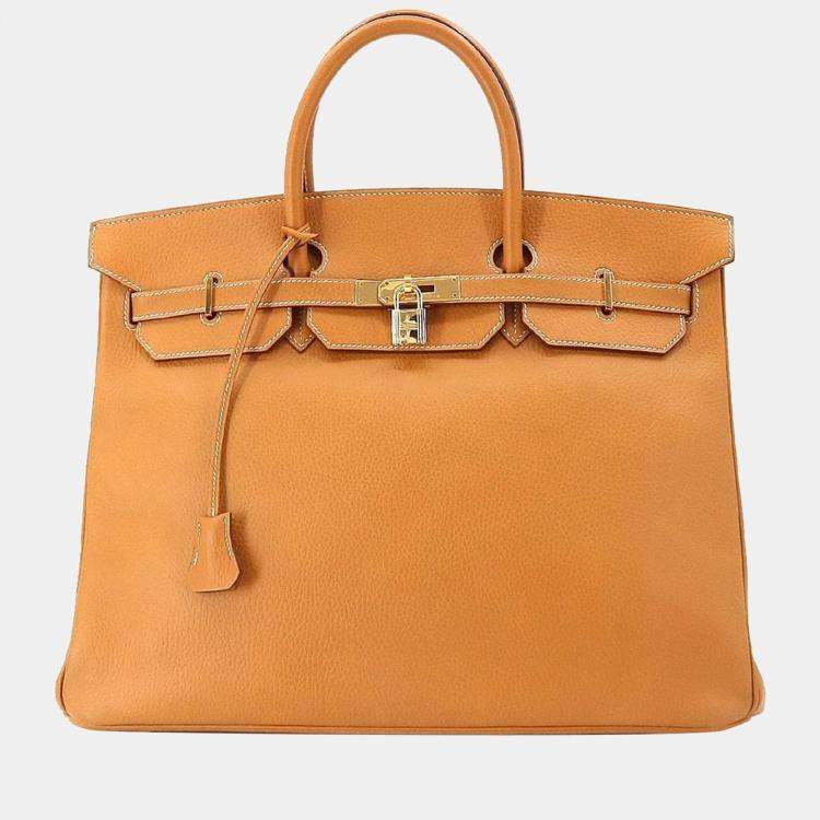 Pre Owned Hermes Birkin 40 hand bag Ardennes natural C mark gold metal fittings