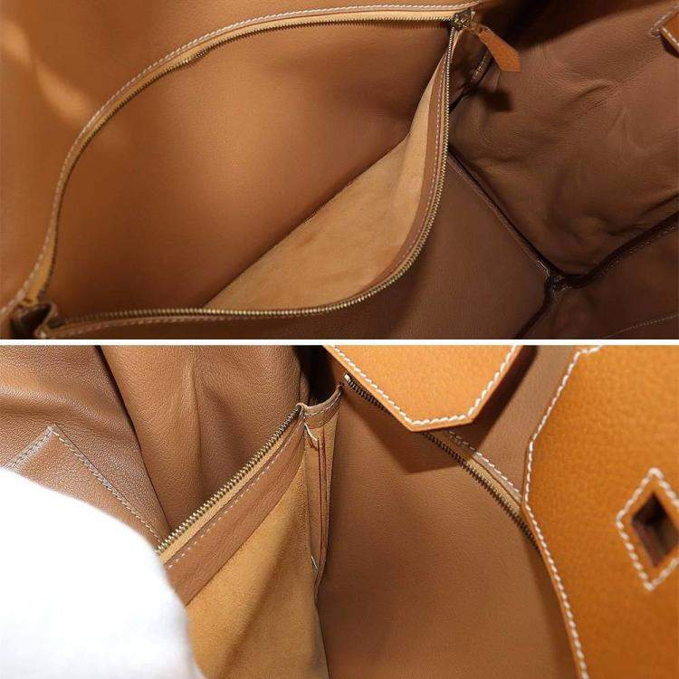 Pre Owned Hermes Birkin 40 hand bag Ardennes natural C mark gold metal fittings