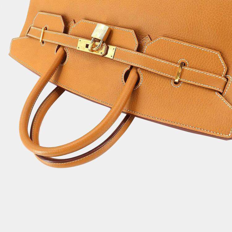 Pre Owned Hermes Birkin 40 hand bag Ardennes natural C mark gold metal fittings