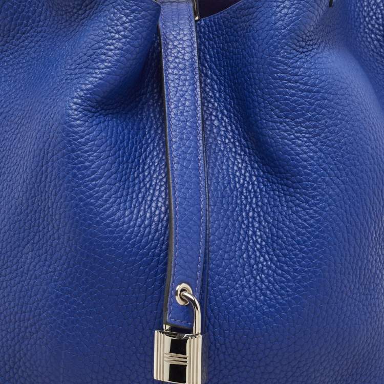 Pre Owned Hermes Bleu Electrique Taurillon Clemence Leather and Alligator Touch Picotin Lock 22 Bag