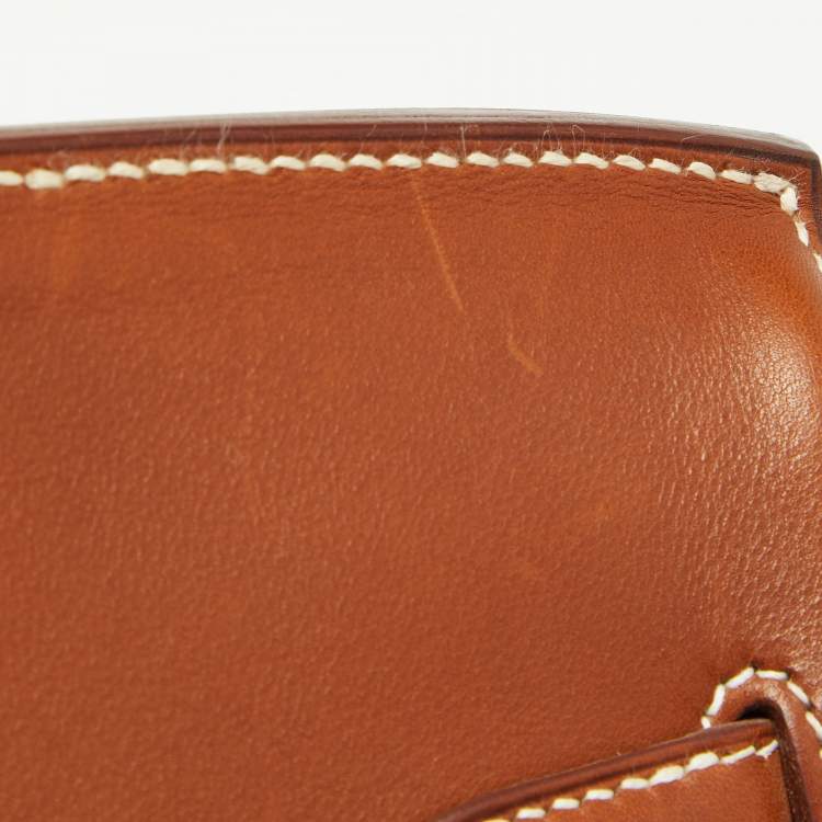 Pre Owned Hermes Gris Moyen/Fauve Wool and Barenia Leather Palladium Finish HAC Birkin 40 Bag