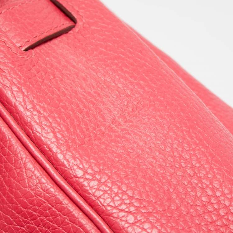Pre Owned Hermes Rose Extreme Taurillon Clemence Leather Gold Finish Kelly Retourne 28 Bag