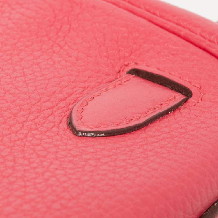 Pre Owned Hermes Rose Extreme Taurillon Clemence Leather Gold Finish Kelly Retourne 28 Bag