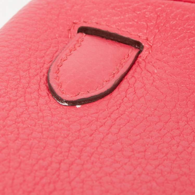 Pre Owned Hermes Rose Extreme Taurillon Clemence Leather Gold Finish Kelly Retourne 28 Bag