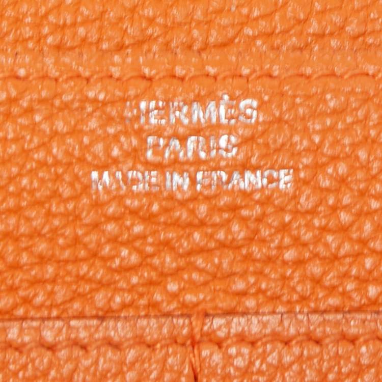 Pre Owned Hermes Orange Togo Leather Dogon Duo Wallet