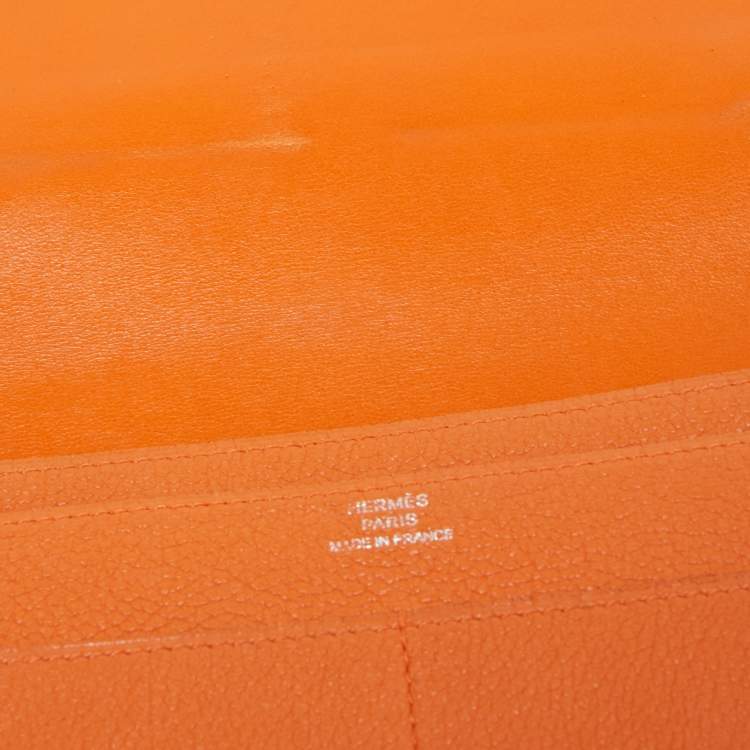 Pre Owned Hermes Orange Togo Leather Dogon Duo Wallet