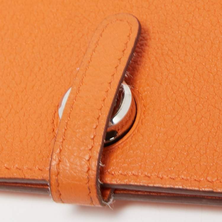 Pre Owned Hermes Orange Togo Leather Dogon Duo Wallet