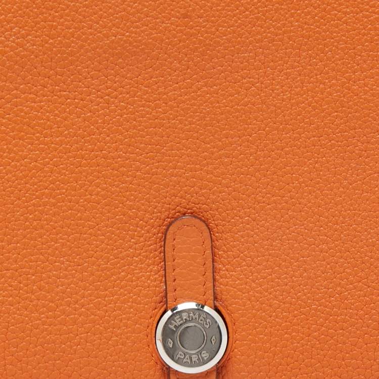 Pre Owned Hermes Orange Togo Leather Dogon Duo Wallet