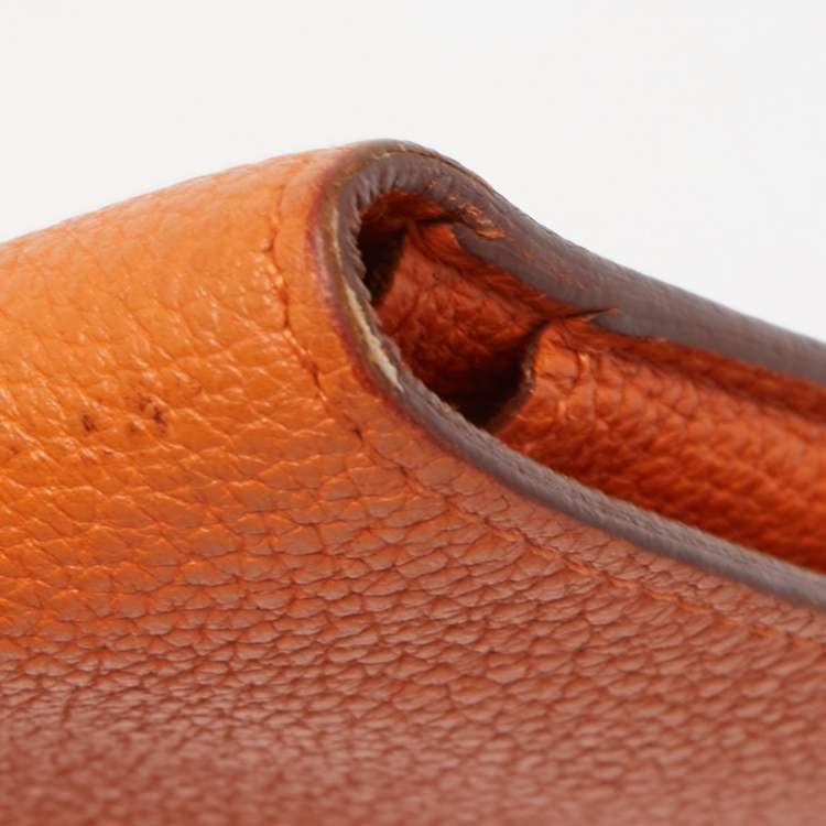 Pre Owned Hermes Orange Togo Leather Dogon Duo Wallet