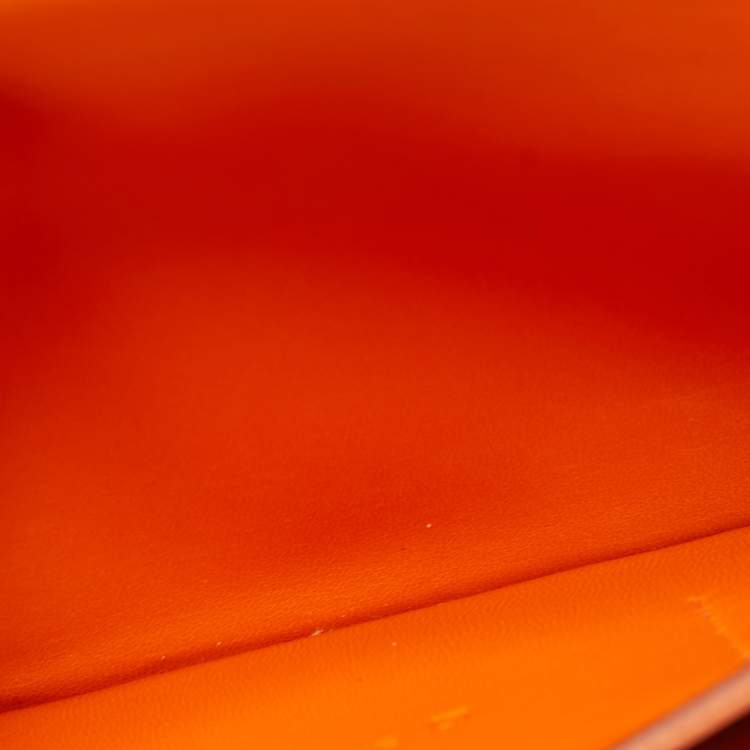 Pre Owned Hermes Orange Togo Leather Dogon Duo Wallet