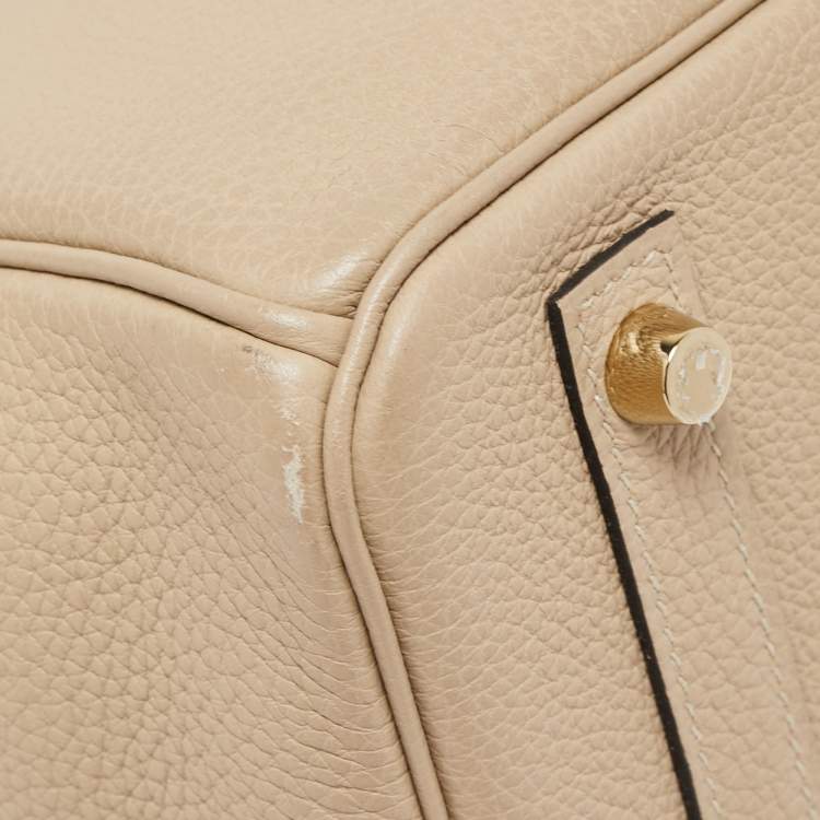 Pre Owned Hermes Trench Togo Leather Gold Finish Birkin 30 Bag