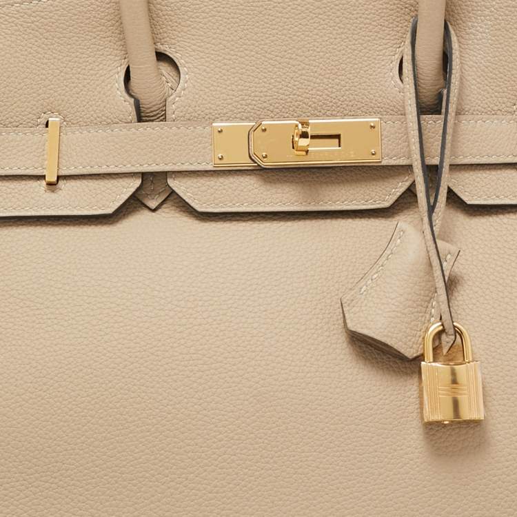 Pre Owned Hermes Trench Togo Leather Gold Finish Birkin 30 Bag