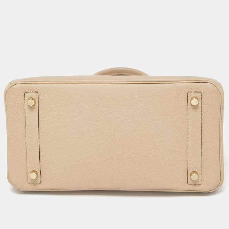 Pre Owned Hermes Trench Togo Leather Gold Finish Birkin 30 Bag