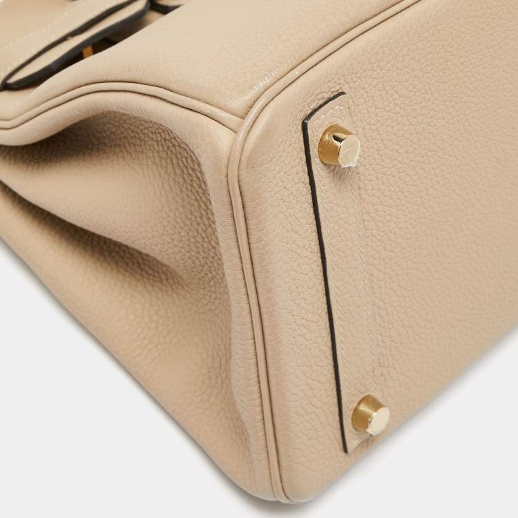 Pre Owned Hermes Trench Togo Leather Gold Finish Birkin 30 Bag