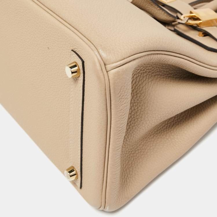 Pre Owned Hermes Trench Togo Leather Gold Finish Birkin 30 Bag