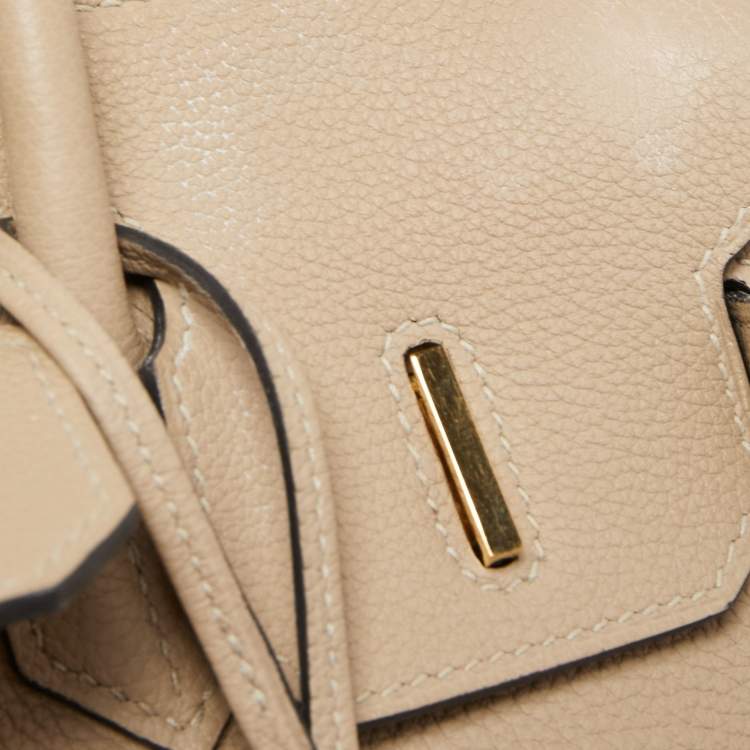 Pre Owned Hermes Trench Togo Leather Gold Finish Birkin 30 Bag