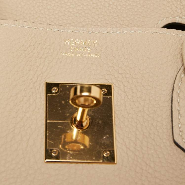 Pre Owned Hermes Trench Togo Leather Gold Finish Birkin 30 Bag