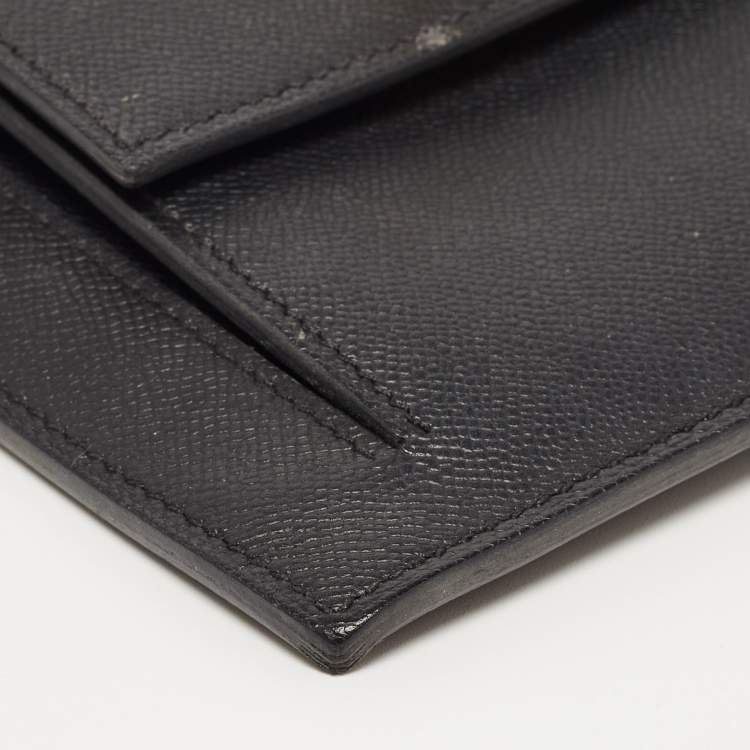 Pre Owned Hermes Black Epsom Leather Kelly Pocket Compact Wallet