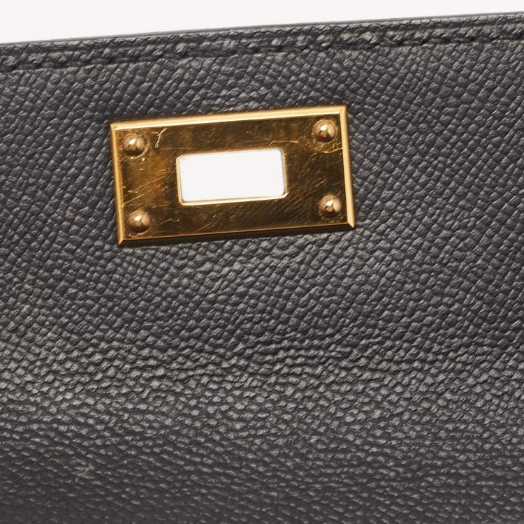 Pre Owned Hermes Black Epsom Leather Kelly Pocket Compact Wallet
