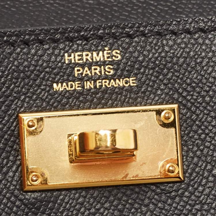 Pre Owned Hermes Black Epsom Leather Kelly Pocket Compact Wallet