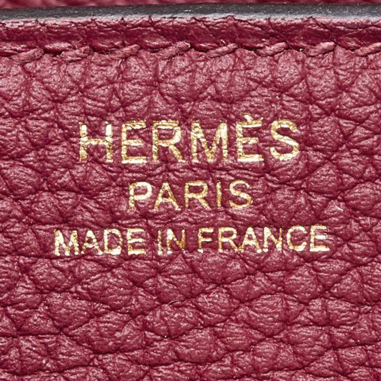 Pre Owned Hermès Rouge Grenat Togo Leather Gold Finish Birkin 25 Bag