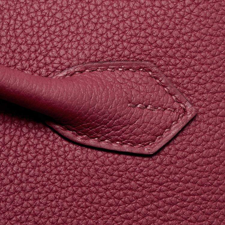 Pre Owned Hermès Rouge Grenat Togo Leather Gold Finish Birkin 25 Bag