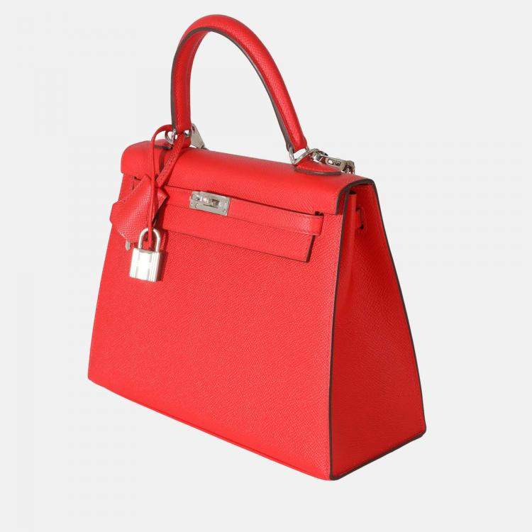Hermes Red Epsom Kelly Sellier 32 Rouge Casaque