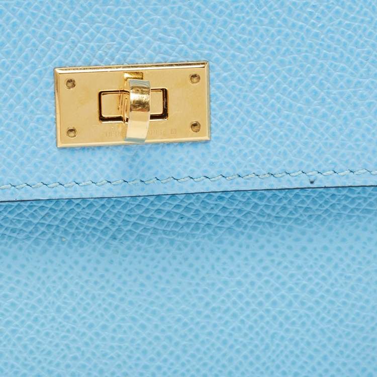 Pre Owned Hermes Celeste Epsom Leather Kelly Pocket Compact Wallet