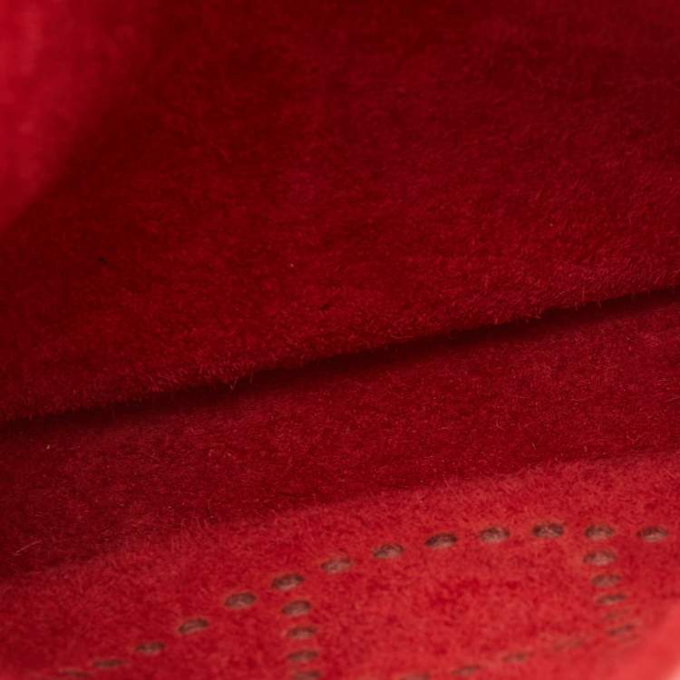 Pre Owned Hermes Rouge Pivoine Taurillon Clemence Leather Evelyne TPM Bag 