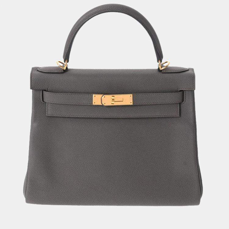 Hermes Kelly 28 Etoupe Gray Grey Togo Leather Gold Hardware NEW