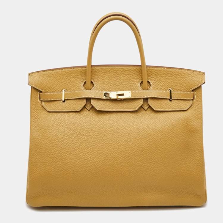 Hermes Curry Clemence Leather Gold Finish Birkin 40 Bag Hermes