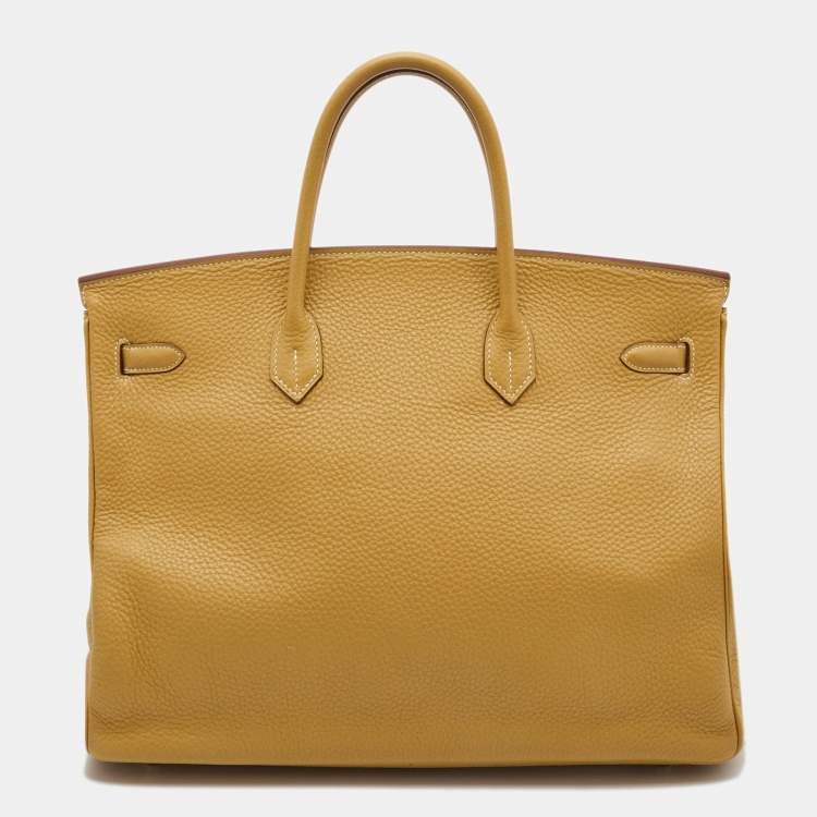 Pre Owned Hermes Curry Clemence Leather Gold Finish Birkin 40 Bag