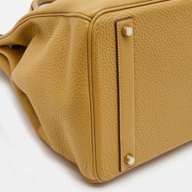 Pre Owned Hermes Curry Clemence Leather Gold Finish Birkin 40 Bag