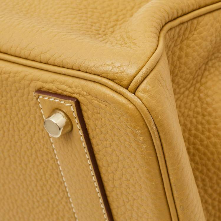 Pre Owned Hermes Curry Clemence Leather Gold Finish Birkin 40 Bag