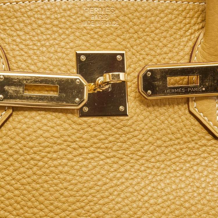 Pre Owned Hermes Curry Clemence Leather Gold Finish Birkin 40 Bag