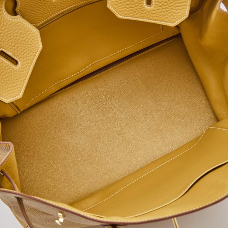 Pre Owned Hermes Curry Clemence Leather Gold Finish Birkin 40 Bag