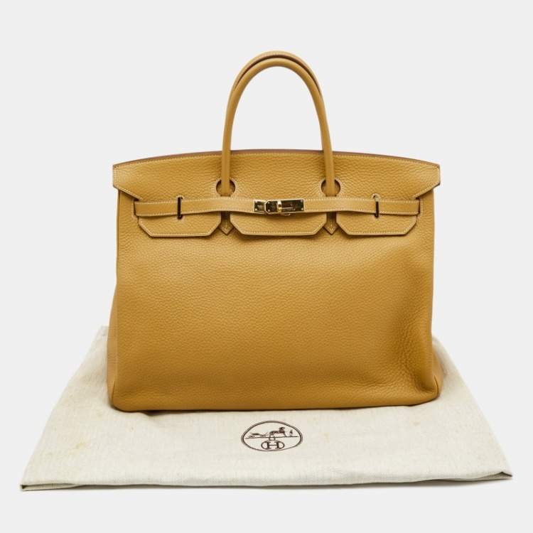 Pre Owned Hermes Curry Clemence Leather Gold Finish Birkin 40 Bag
