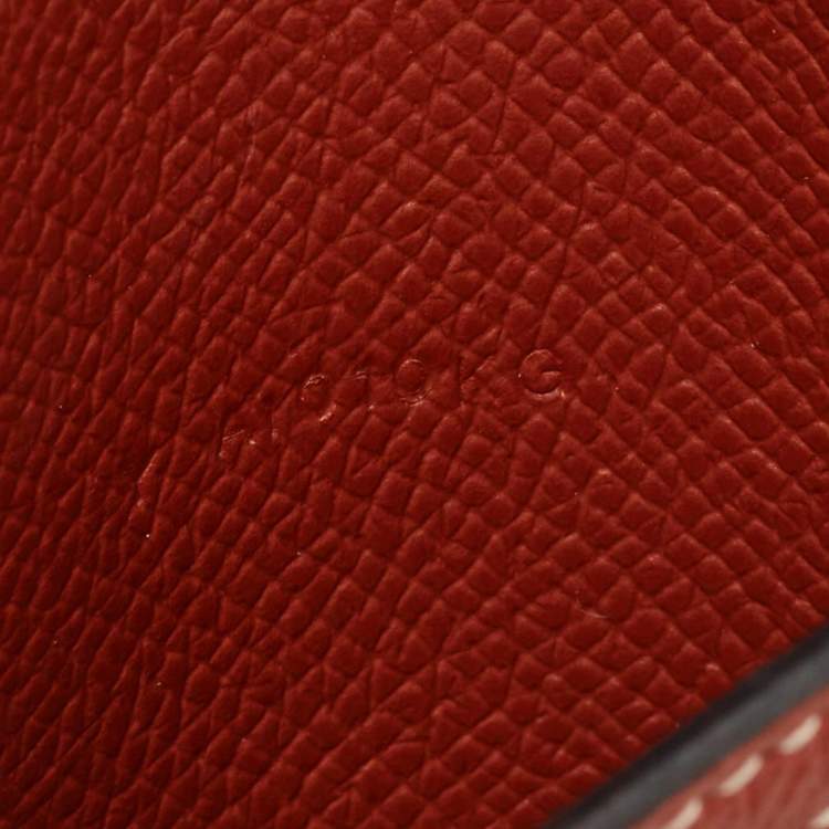Pre Owned Hermes Rouge Sellier/Cuivre Epsom Leather Bearn Compact Wallet