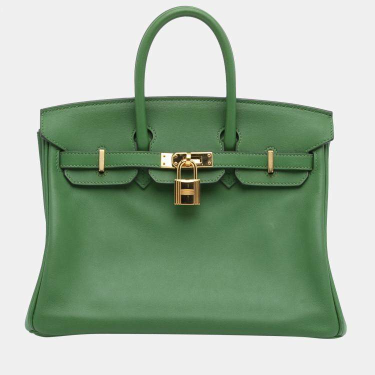 Hermes Birkin Handbag Green Swift with Gold Hardware 25 Green 225262120