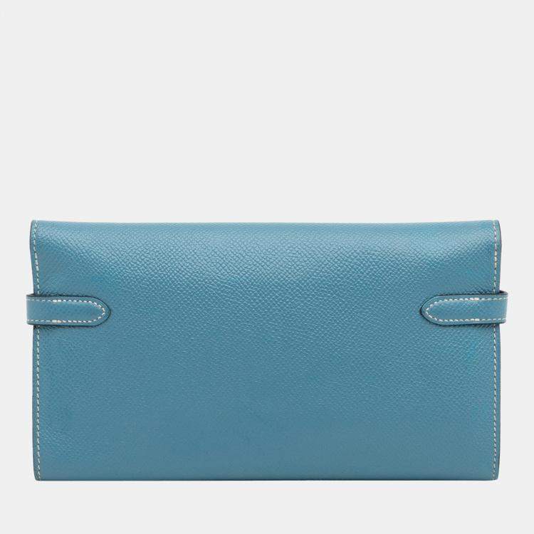 Pre Owned Hermes Blue Epsom Kelly Classic Wallet