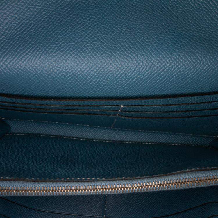 Pre Owned Hermes Blue Epsom Kelly Classic Wallet