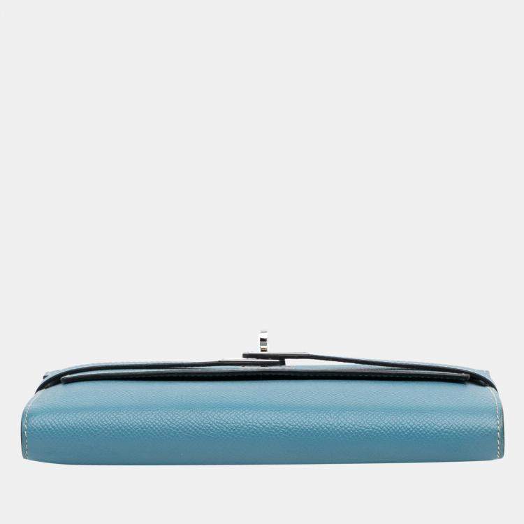 Pre Owned Hermes Blue Epsom Kelly Classic Wallet