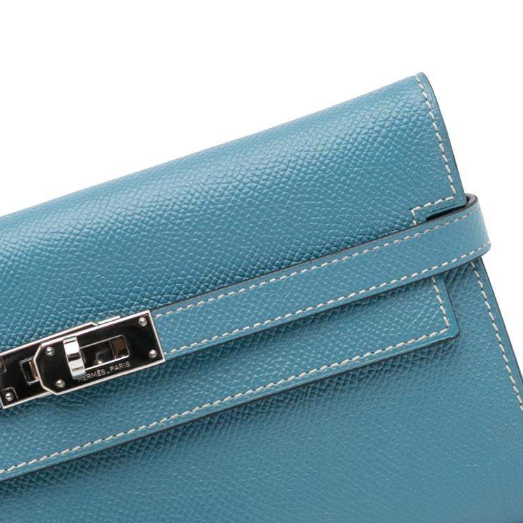 Pre Owned Hermes Blue Epsom Kelly Classic Wallet
