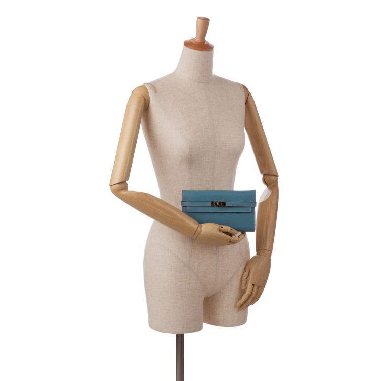 Pre Owned Hermes Blue Epsom Kelly Classic Wallet