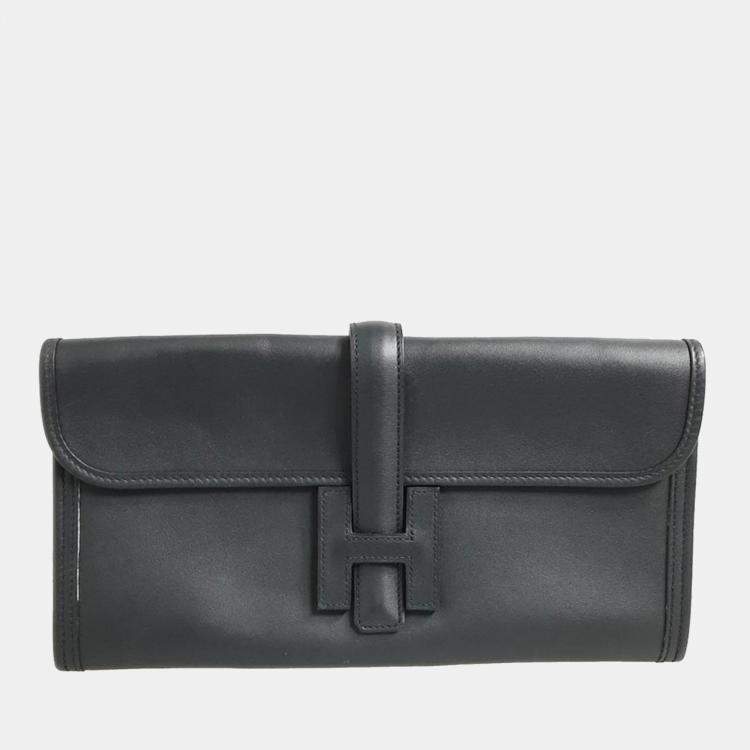 Hermes Black Swift Leather Elan Jige 29 Clutch Bag