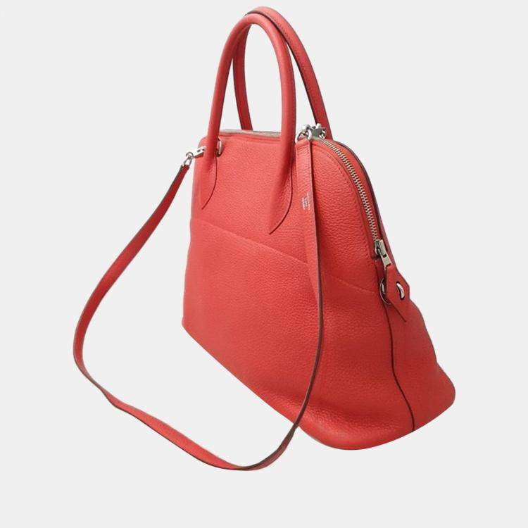 Hermes Rouge Casaque Taurillon Clemence Leather Bolide Bolide 35 Bag