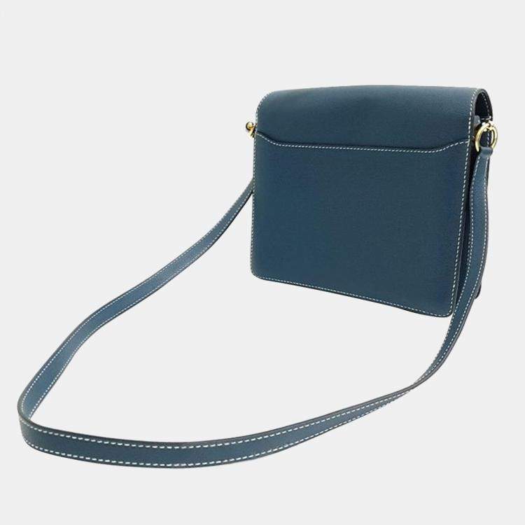 HERMES Roulis 23 Shoulder Handbag Bleu Hydra Evercolor Leather
