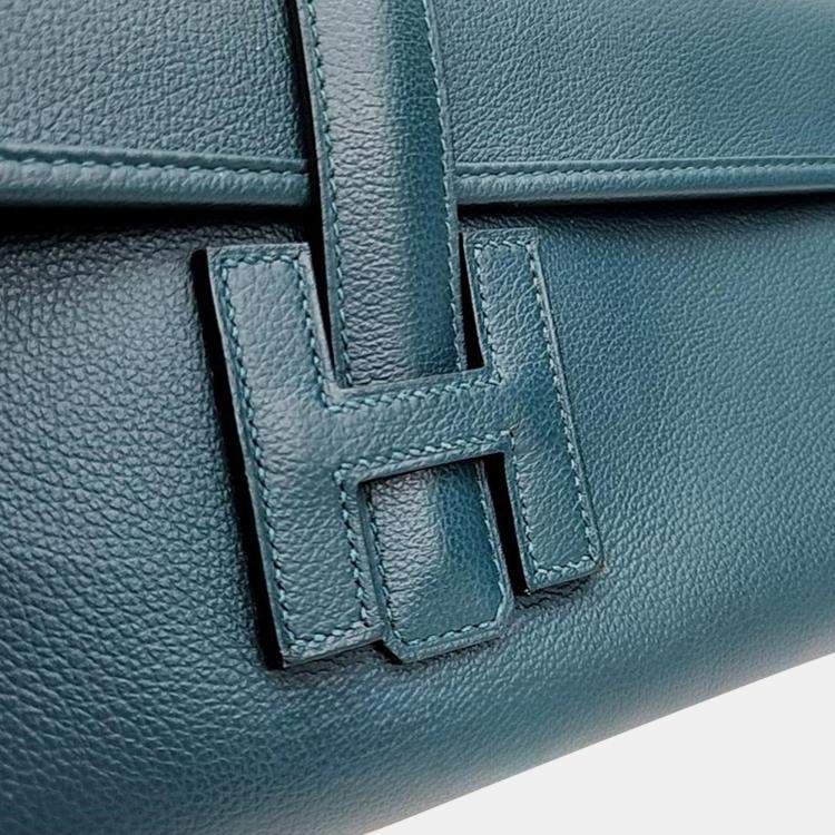 Pre Owned Hermes Blue Leather Elan Jige 29 Clutch Bag 