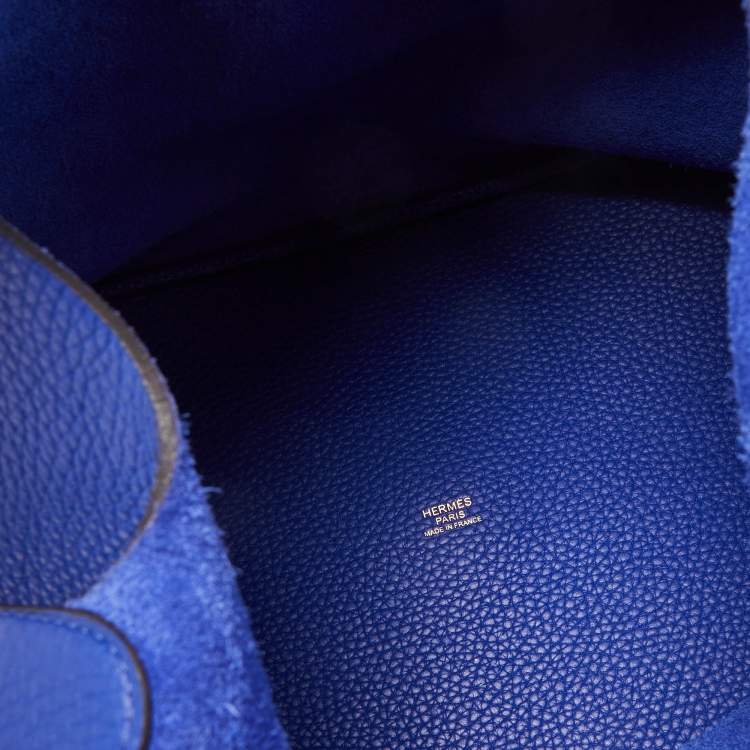 Pre Owned Hermes Bleu Electrique Taurillon Clemence Leather Picotin GM Bag